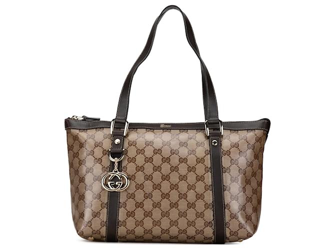 Gucci Brown GG Crystal Abbey D Ring Tote Braun Beige Leinwand Tuch  ref.1450164