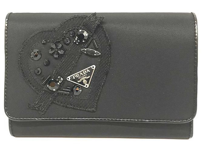 Prada Nylon Tessuto Compact Wallet Black