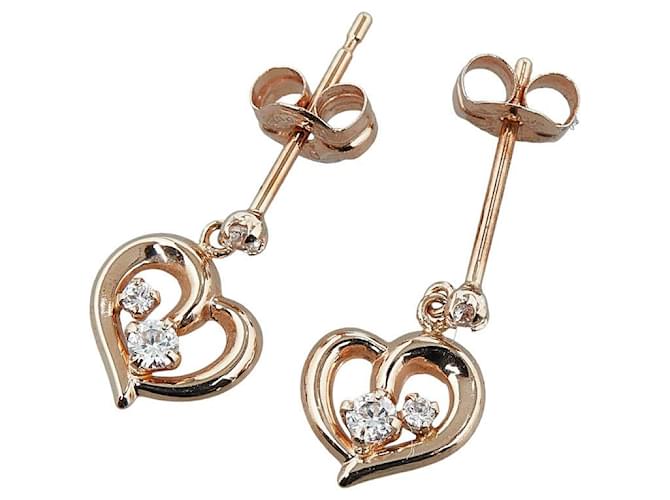 Autre Marque Canal 4℃ K10PG Pink Gold Zirconia Heart Earrings in Great Condition  ref.1451468