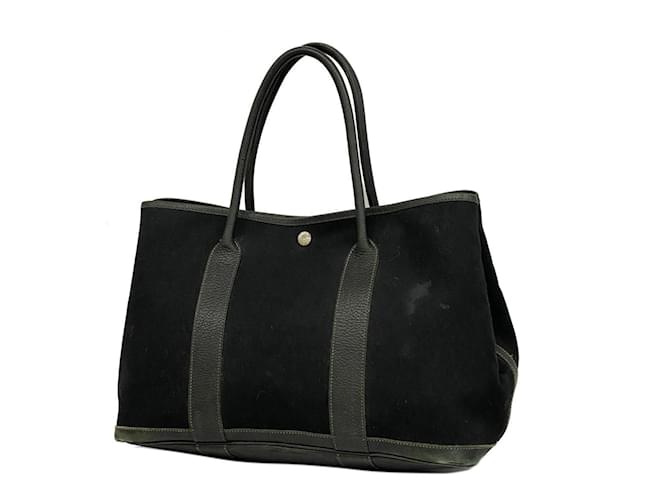 Hermès Sac Tote Hermes Garden PM □I Stamp Tissu Noir  ref.1452082