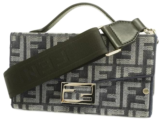 Borsa Fendi Zucca in blu navy Tela  ref.1452116