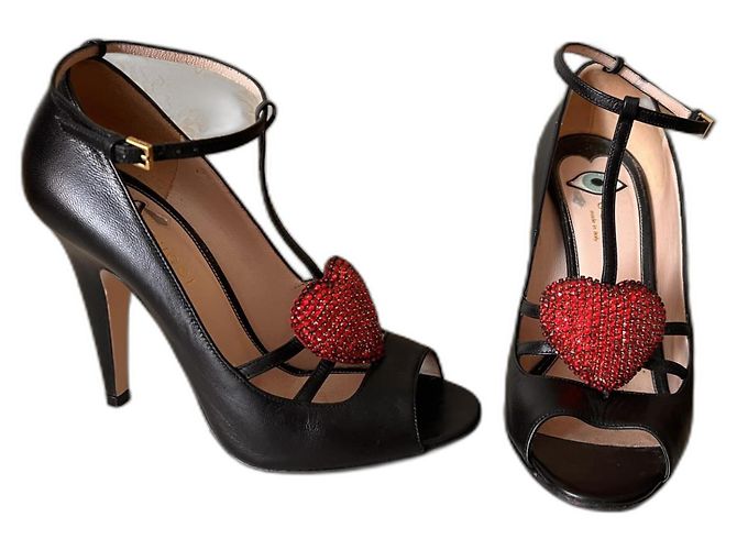 Gucci High Heels aus schwarzem Leder Größe 37