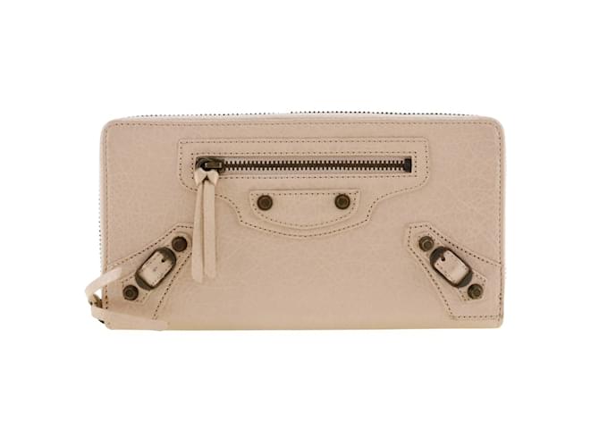 Everyday Balenciaga Classic Continental Long Wallet Pink Beige Leather  ref.1452214