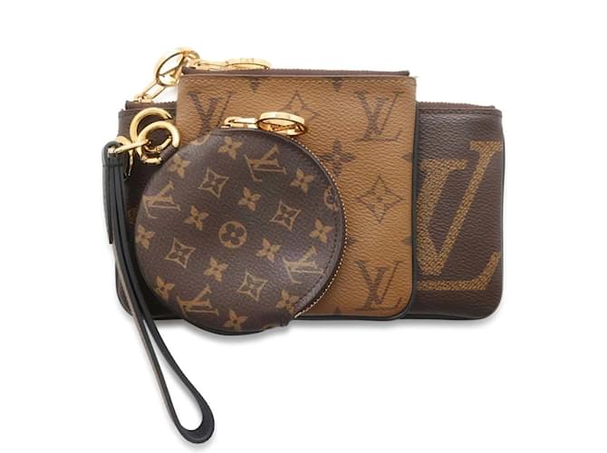 Louis Vuitton Pouch Monogram Reverse Giant Pochette Trio Black Patent leather Cloth  ref.1452243