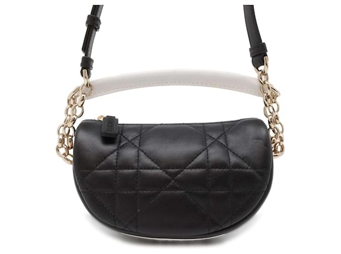 Borsa Christian Dior Vibe Micro Hobo Nero Bianco Pelle  ref.1452267