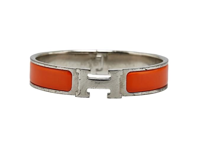 Hermès Hermes Click-Clack H PM Bangle Silvery Orange Metal  ref.1452337