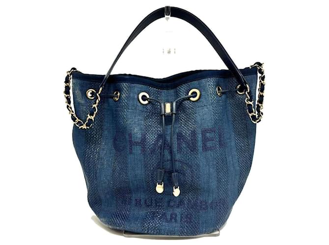 Borsa Tote Deauville di Chanel Blu Pelle  ref.1452407