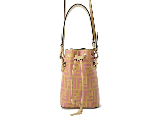 Zucca Borsa a spalla in pelle Mon Tresor di Fendi Rosa Beige  ref.1452448