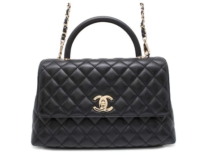 Sac à main en cuir caviar noir Chanel  ref.1452613