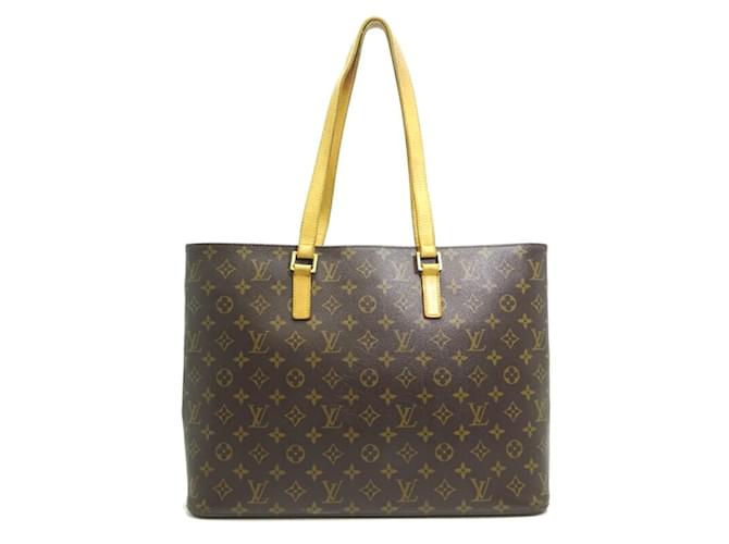 Sac fourre-tout pour femmes Leco Louis Vuitton M51155 Cuir vernis Marron Damier ebène Monogramme  ref.1452617