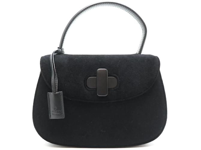 Gucci Velour Women's Handbag Black Leather  ref.1452632