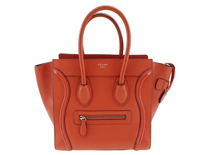 Céline Sac à main micro Luggage Celine en cuir de veau rouge  ref.1452645