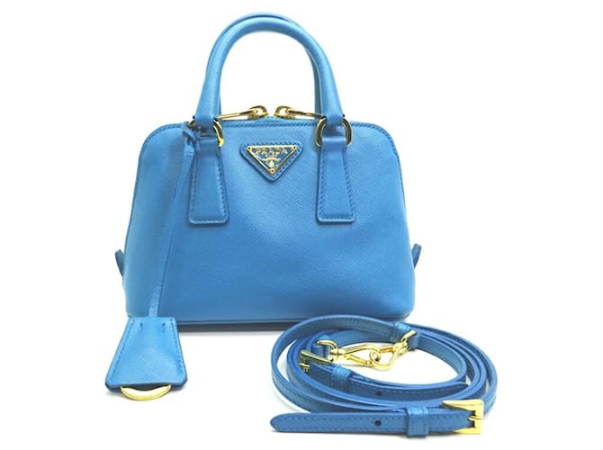 Sac à main 2Way Prada en cuir Saffiano bleu  ref.1452765