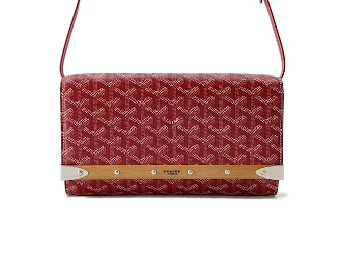 Goyard Monte Carlo PM Holz-Clutch und Schultertasche Rot Leinwand Kunststoff  ref.1452833