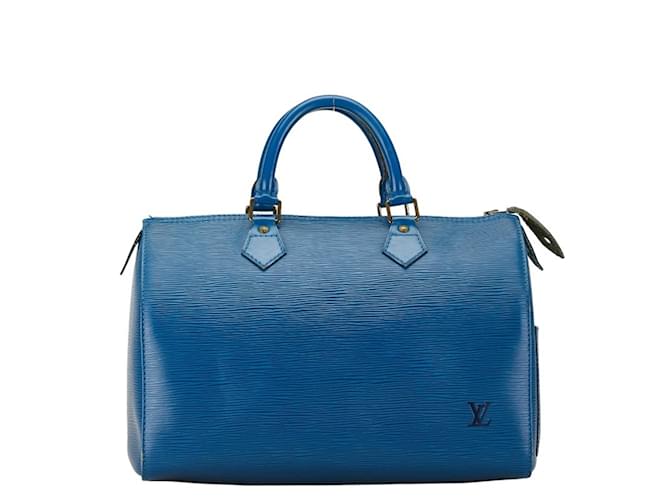 Bolsa Louis Vuitton Epi Speedy 30 Azul Couro  ref.1452855