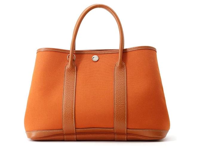 Hermès Borsa Tote TPM Hermes Garden in Potiron Arancione Panno Finta pelle  ref.1452893