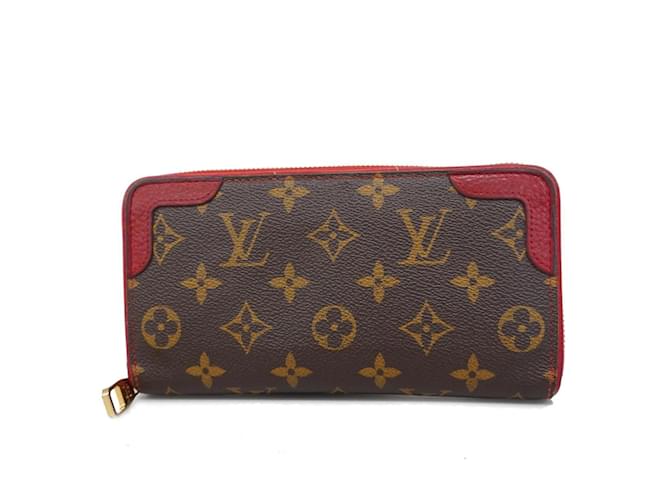 Portefeuille long Louis Vuitton Monogram Zippy Retiro M61854 Marron Fuschia  ref.1452905