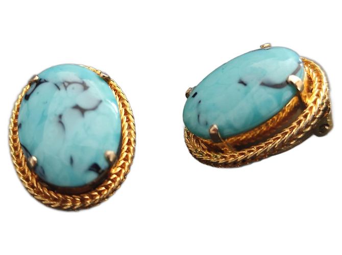 Orecchini Christian Dior in turchese e metallo dorato Blu