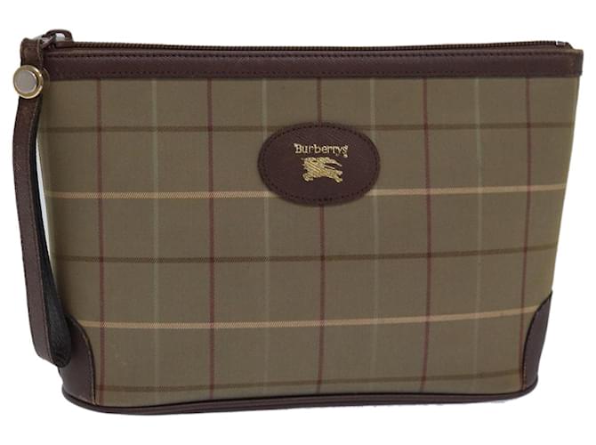 Autre Marque Burberrys Nova Check Pouch Leather Beige Auth bs15677  ref.1453182