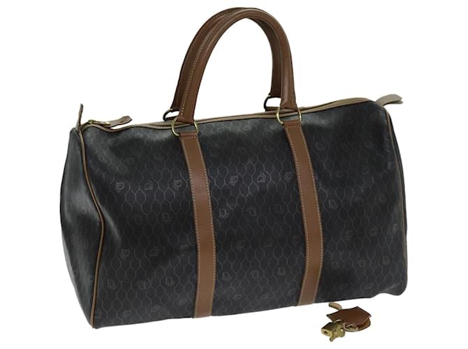 Sac Boston en toile nid d'abeille Christian Dior en cuir PVC noir Auth ar12002  ref.1453211