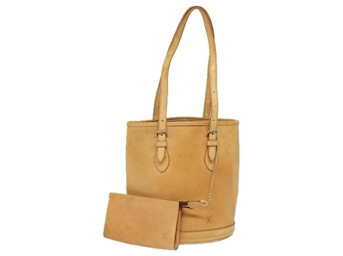 LOUIS VUITTON Bolsa Bucket de couro Nomad PM Bege M85001 LV Auth 80351  ref.1453225