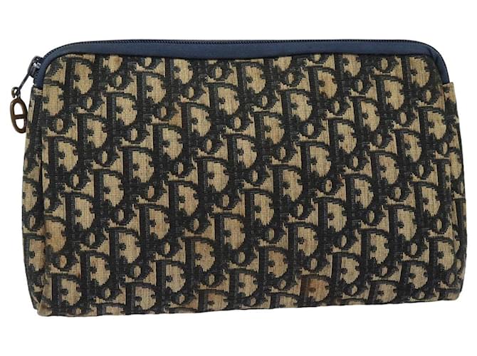 Christian Dior Trotter Canvas Clutch Bag Navy Auth ep4644 Navy blue Cloth  ref.1453236