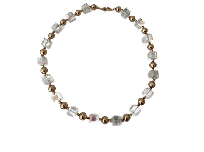 Collar Christian Dior de Cristal Iridiscente y Chapado en Oro
