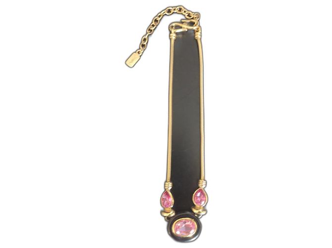 Collana Yves Saint Laurent a Serpente Rosa Legno e Cristalli