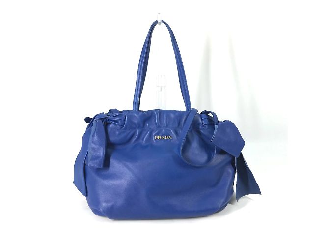 Tote Prada blaue Lederhandtasche