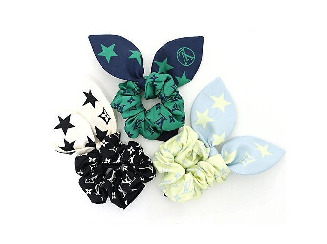 Set di capelli in 3 pezzi Monogram Star di Louis Vuitton Nero Bianco Multicolore Verde Giallo Blu navy Blu chiaro