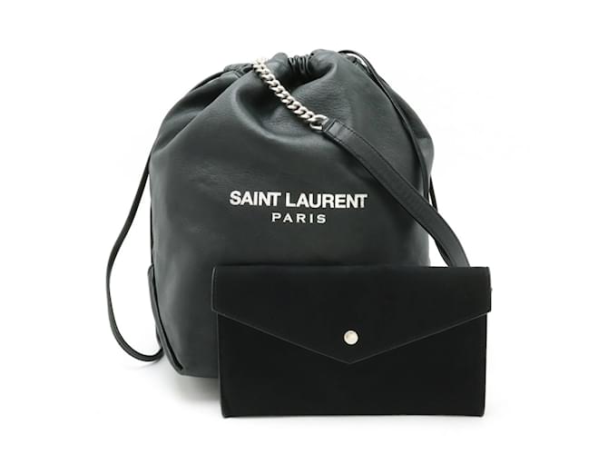 Bolso de Hombro Teddy Pochon Yves Saint Laurent Negro Cuero  ref.1453506