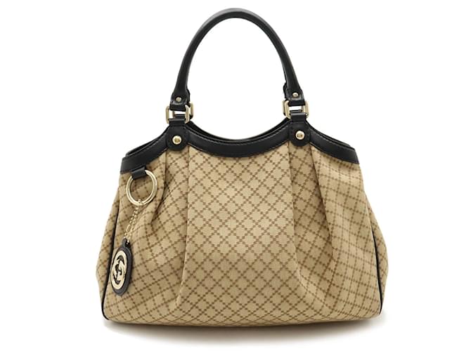 Sac fourre-tout Gucci Sukey en toile GG Cuir Noir Beige  ref.1453519