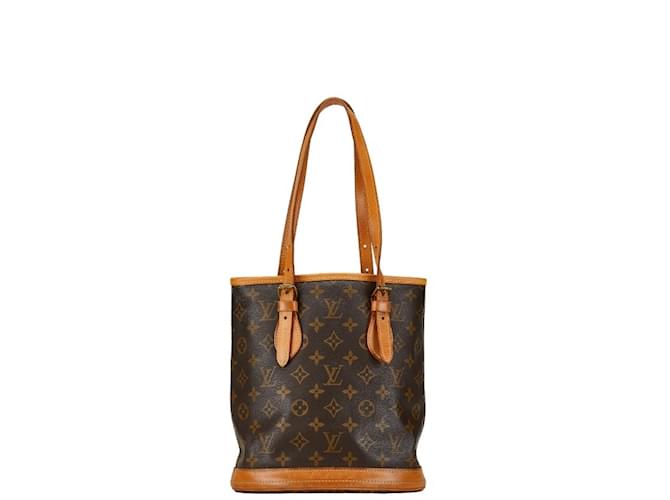 Sac à main Petit Bucket PM Monogram Louis Vuitton Cuir vernis Marron Monogramme  ref.1453521