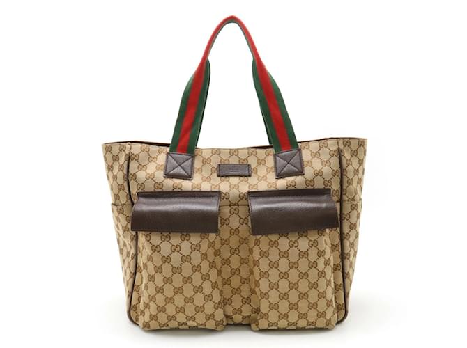 Sac fourre-tout Gucci GG Canvas Sherry Line Toile Rouge Vert Marron foncé  ref.1453535