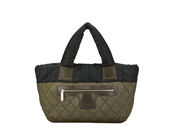 Chanel Coco Mark Cocoon Reversible Check Quilted Handbag Green Nylon  ref.1453611