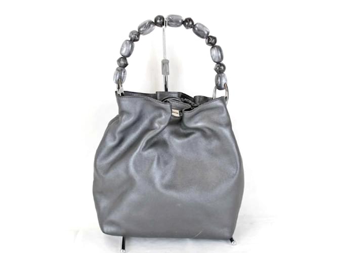 Sac à main en cuir gris Christian Dior Marron  ref.1453621