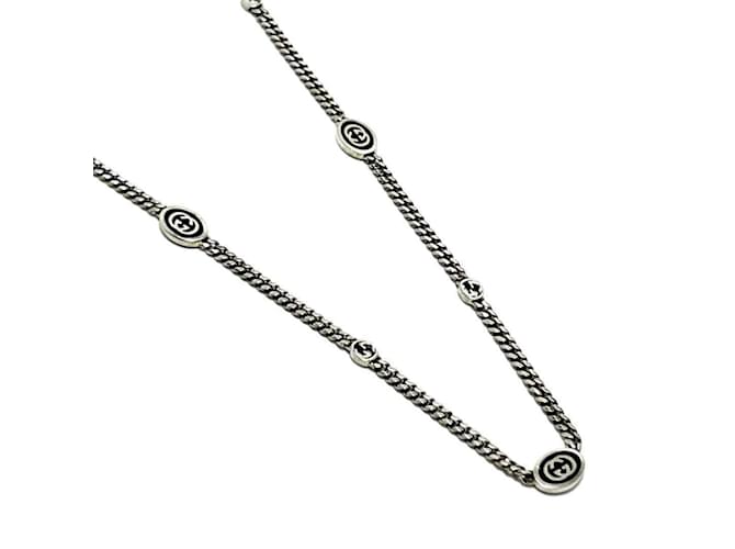 GUCCI Interlocking G Necklace Pendant in Silver Silvery  ref.1453649