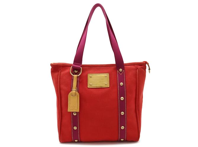 Sac Cabas MM de la ligne Antigua de Louis Vuitton Toile Rouge Violet  ref.1453847