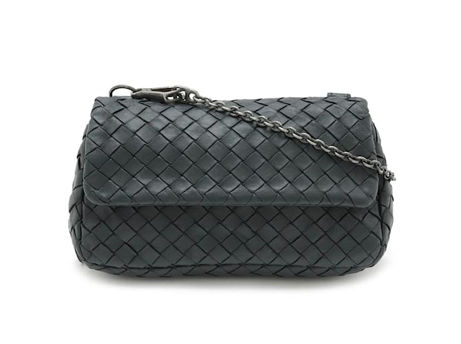 Borsa a Spalla Intrecciato di Bottega Veneta Grigio antracite Pelle  ref.1453861