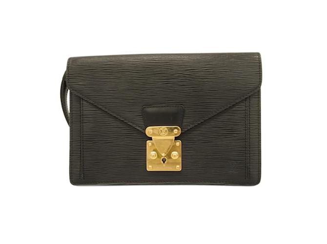 Epi Clutch Tasche von Louis Vuitton Schwarz  ref.1453975