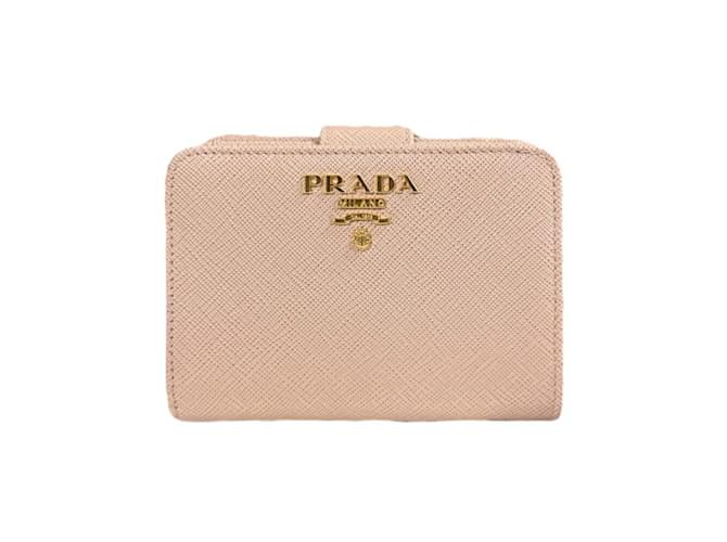 Prada Saffiano Bi-Fold Geldbörse Pink Leder  ref.1453989