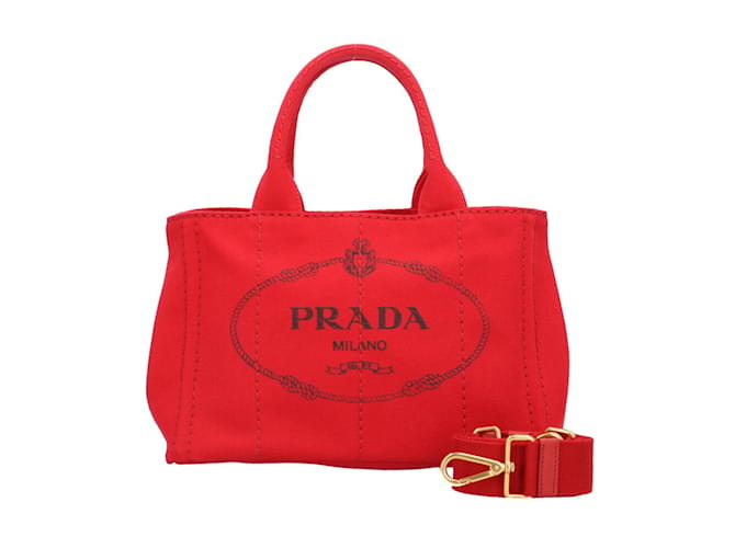 Prada Canapa Tote SS Shoulder Bag Red Cloth  ref.1454028