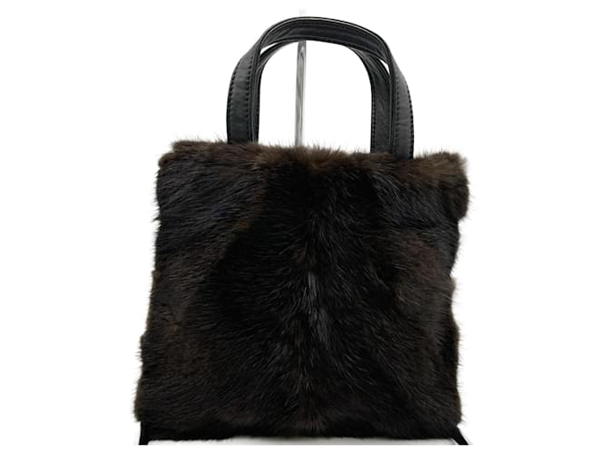 Sac à main Loewe L28 Cuir Fourrure Noir  ref.1454049