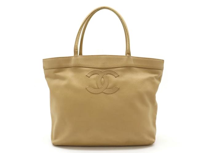 Sac tote en peau de caviar Chanel Cuir Beige  ref.1454106