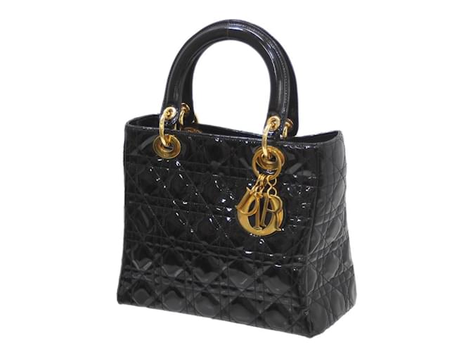 Sac à main Dior Lady de Christian Dior Cuir Noir  ref.1454113