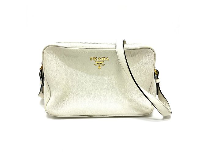 Double Bolsa de ombro de couro branco Prada