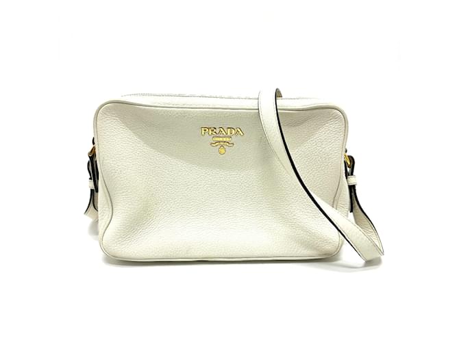 Double Prada White Leather Shoulder Bag  ref.1454153