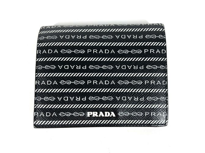 Prada Bi-Fold Leather Wallet Black