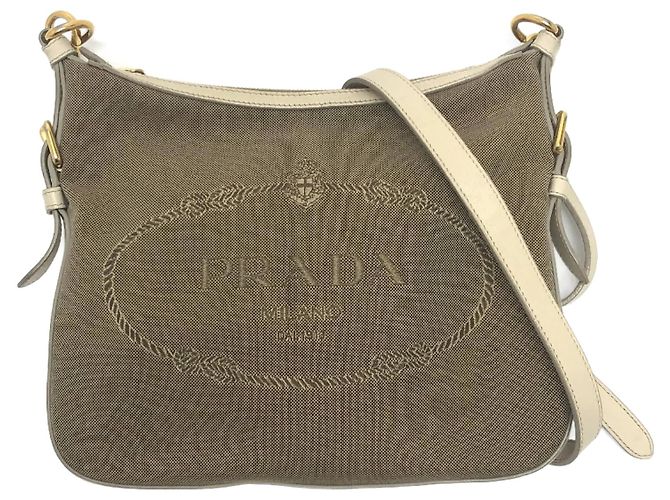 Sac à épaule logo Prada BT0706 Beige