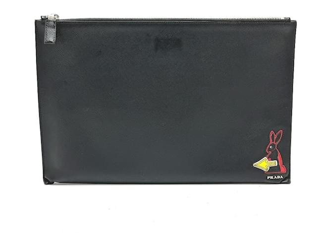 Prada Black Leather Clutch Bag ref.1454191 Joli Closet